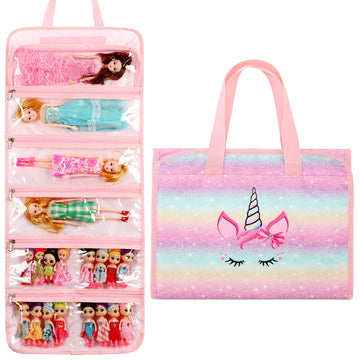 Toy Dolls Storage Bag Tote Carrying Case Compatible With Lol Surprise Toys Dolls Omg, Hanging Organizer Storage Bag With 8 Clear
