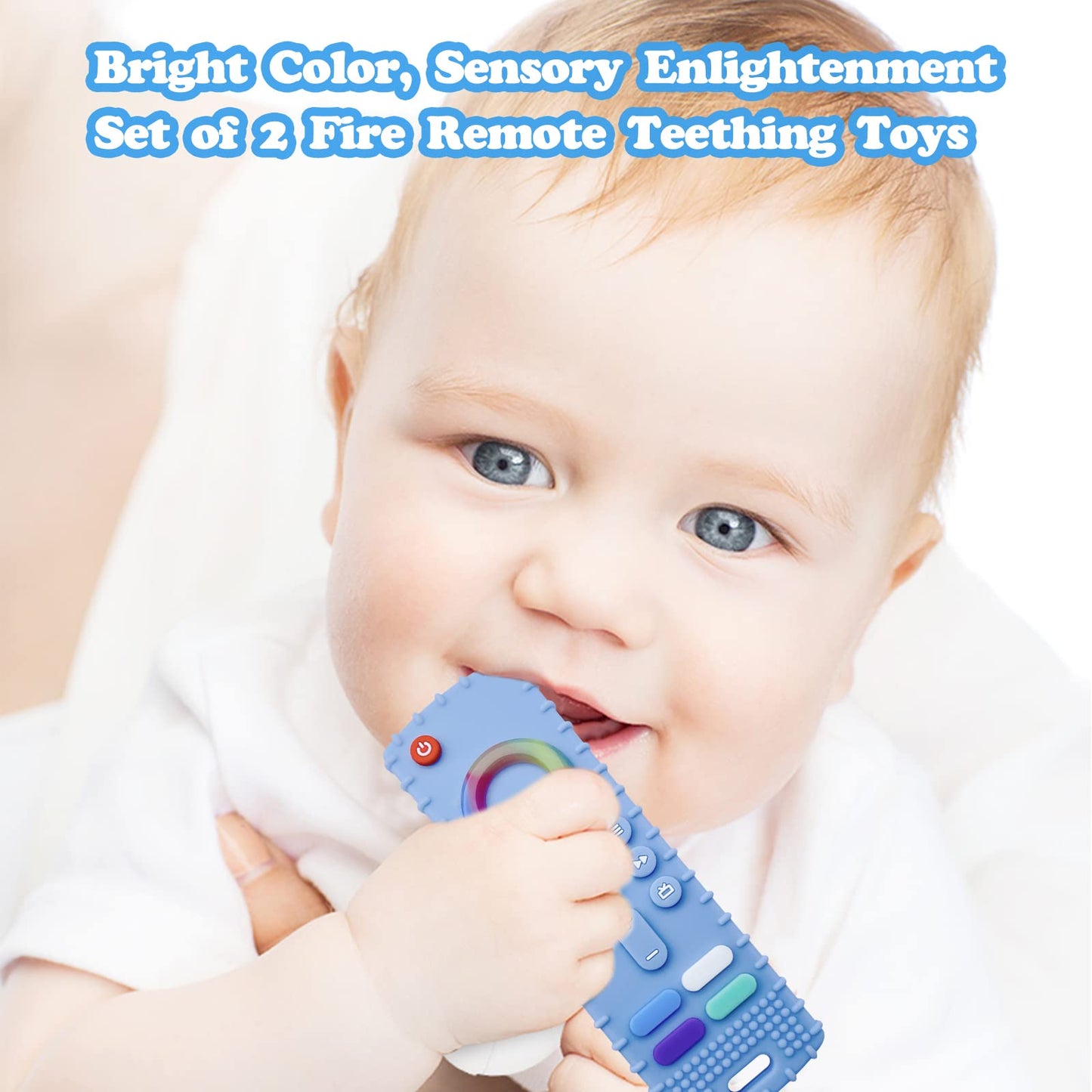 Ersihua 2-Pack Silicone Baby Teething Toys, Tv Remote Teethers For 18 Months Infant, Fire Tv Remote Shape Toddlers Silicone Teet