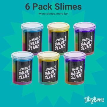 Playbees Galaxy Slime 6 Pack Marbled Slime Gooey Unicorn Fidget Kit Party Favors Safe For Girls Boys Stretchy & Non-Sticky Super