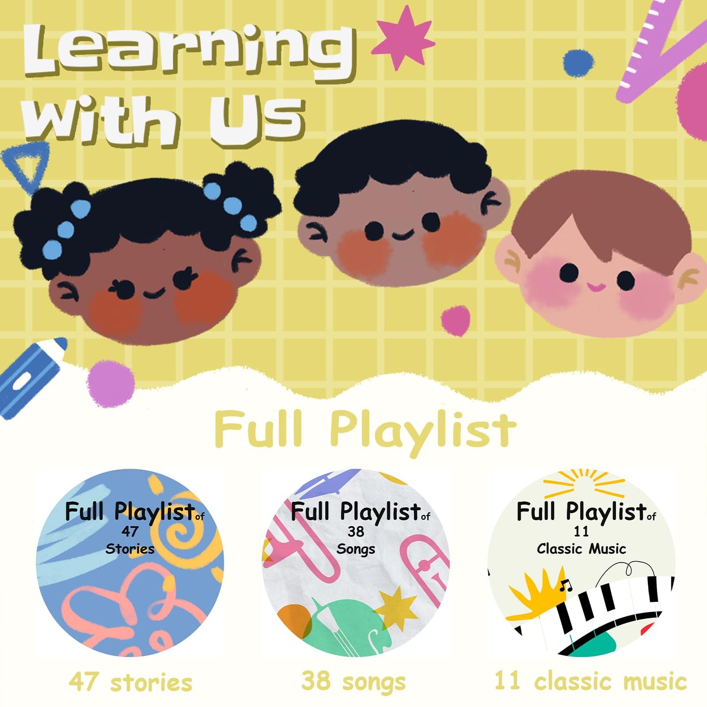 Retysaz Kids Phonograph With 96 Cards, Story Music Player For Kids 3-6 Musical Sensory Toy For Boy Girl,Toddler Audio Pre-Kinder