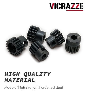 VICRAZZE 32p 5mm Pinion Gear Set 13T 14T 15T 16T 17T with 1/8 inch(3.175mm) Coupler and hex Key for 0.8 Metric Pitch RC Buggy Ca