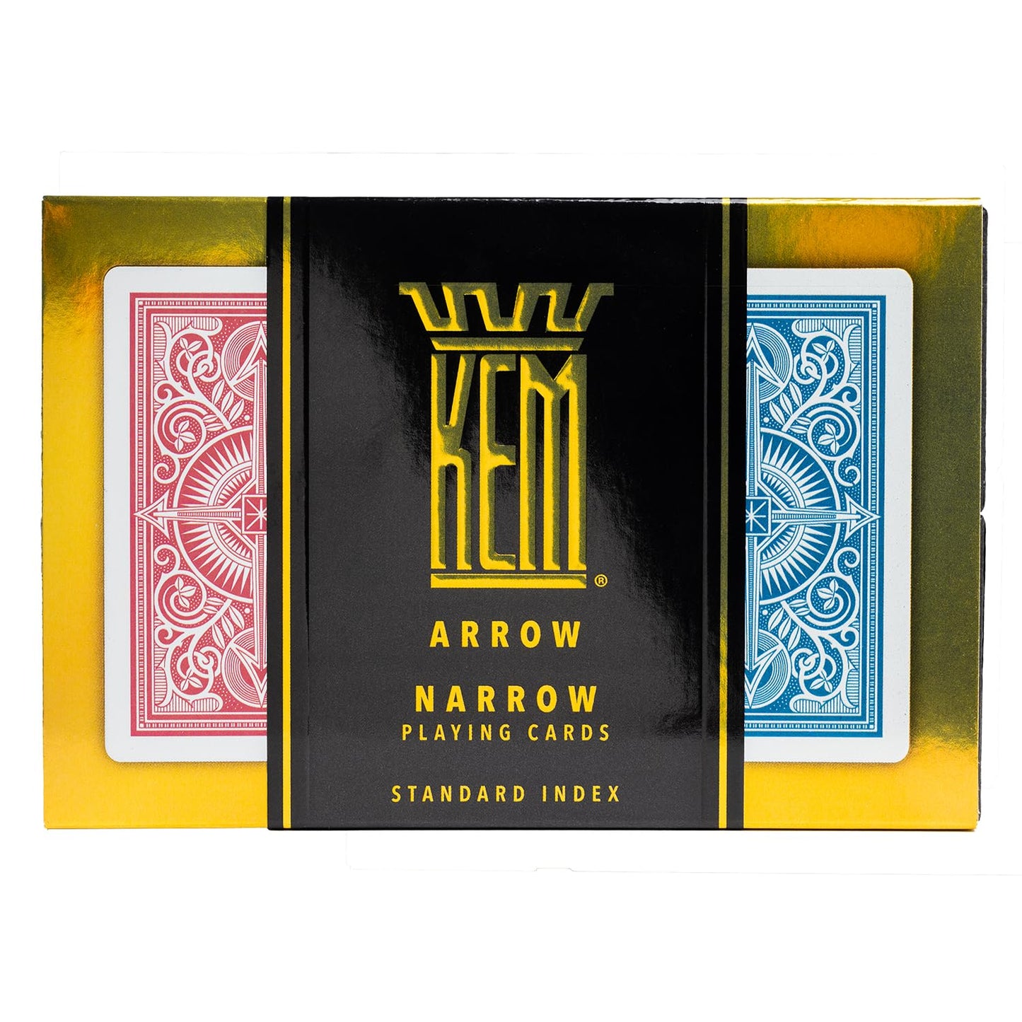 KEM Arrow Red and Blue Plastic Playing Cards  Standard Index  Bridge Size  enhanced  game-style Grade game-style  2 Decks