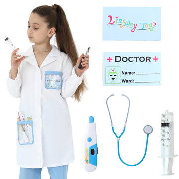 Lingway Toys Kids Role Play Doctor Costume Jacket with Accessories (4-6 years)