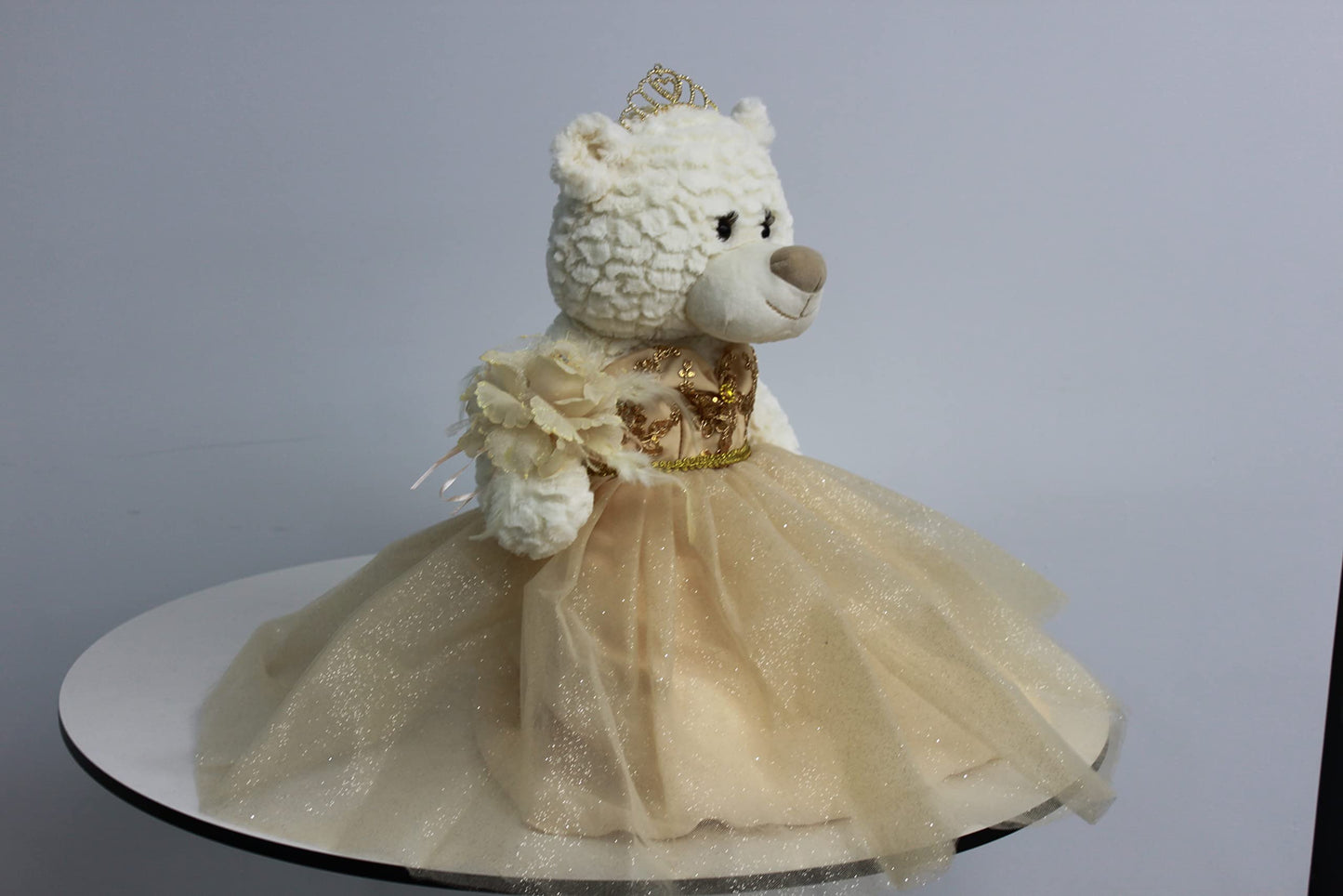 KINNEX COLLECTIONS SINCE 1997 20 Quince Anos Quinceanera Last Doll Teddy Bear with Dress (Centerpiece) ~ B16631-34G (Champane)