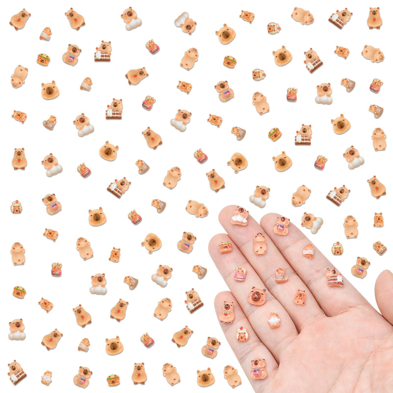 WOZADU 200 PCS Mini Resin Capybara Figurines for Crafts Luminous Tiny Resin Animal Miniature Things for Dollhouse Fairy Garden Micro Landscaping Decoration Cake Toppers Decor