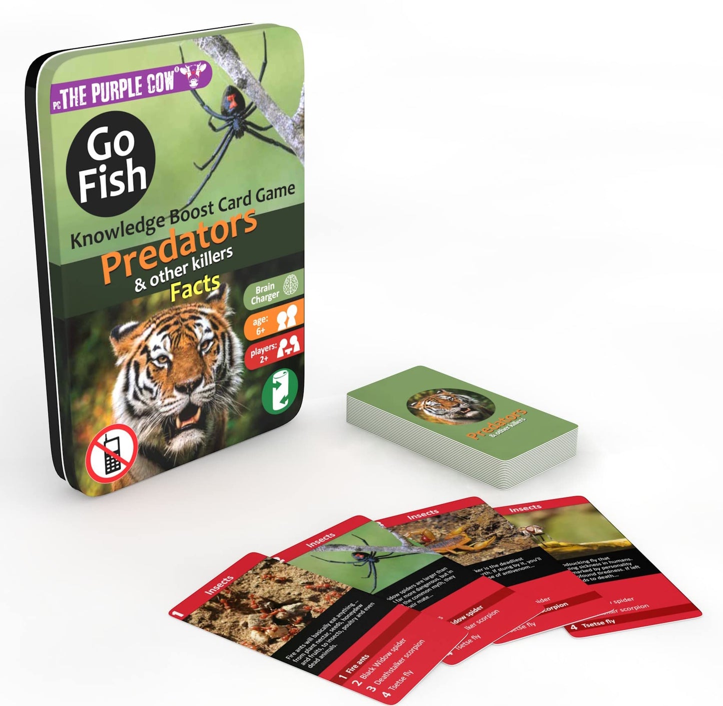 The Purple Cow Go Fish! - Predators And Other Killers - The Classic Card Game With A General Knowledge Boost For Kids & Families Ages 6+