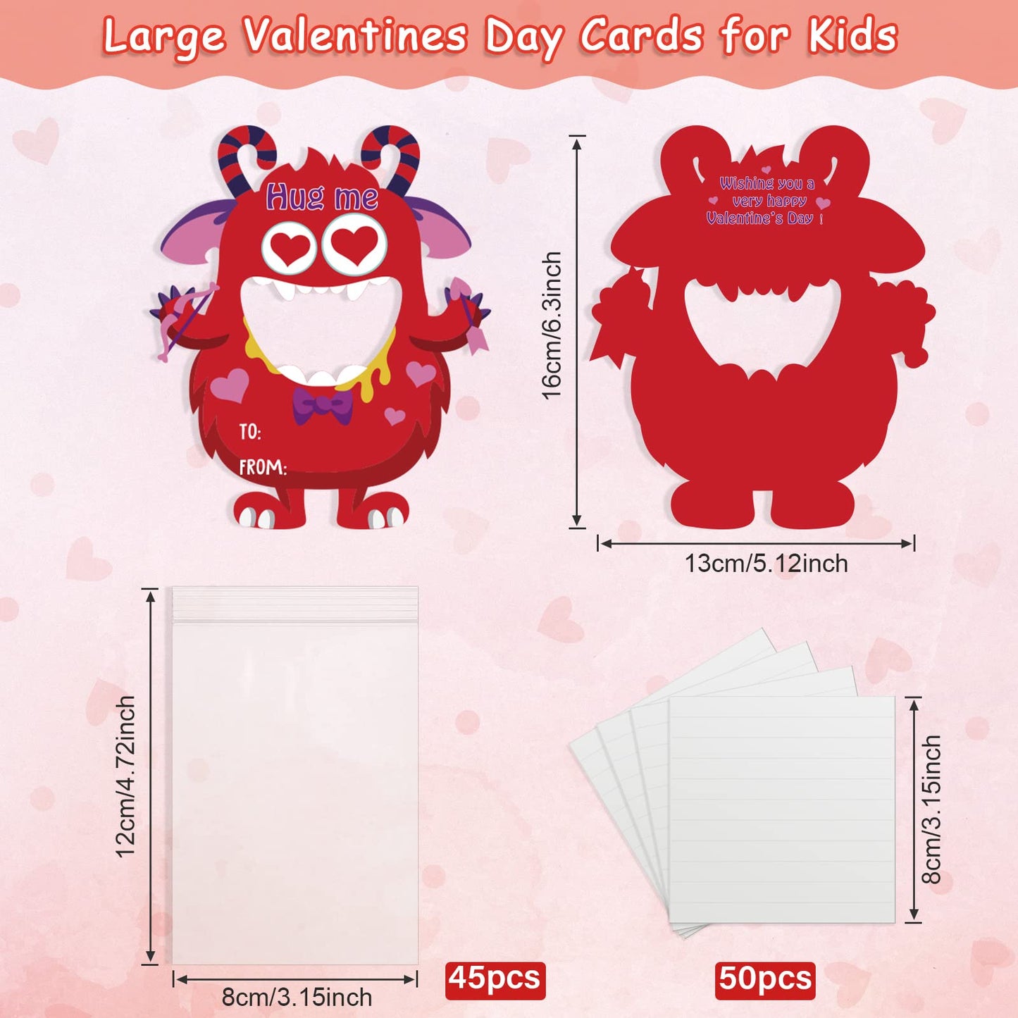 40 Sets Valentines Day Cards for Kids, Monster Happy Valentines Cards for Kids, Unique Valentines Gifts for Boys and Girls, Fun