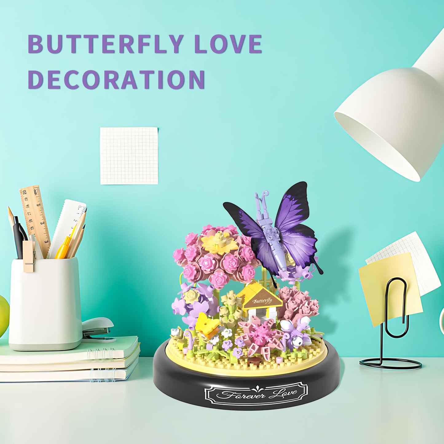 582 PCS Micro Brick Flower Butterfly Bouquet Building Sets  Animals Botanical Collection Blocks Model for mature-themed Toys Home Decor and Office Art Creative Gift Women  Mom Girl - Valentines Day Gift