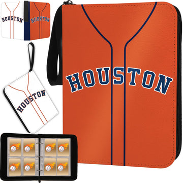 Kivolfun Baseball Card Binder With Sleeves, 400 Pocket, Houston Orange, 3 Ring Binder Storage Book Folder Organizer For Kids Gif