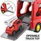 TEMI Fire Trucks Boy Toys for 3-5 Year Old Toddlers - Toys for 3 4 5 6 7 Years Old Transport Vehicle Carrier Truck, Boy Trucks T