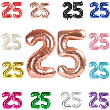 25 Balloon Number, Rose Gold Number 25Th Birthday Balloons 40 Inch, 25 Or 52 Years Old Rose Gold Birthday Decorations For Men Wo