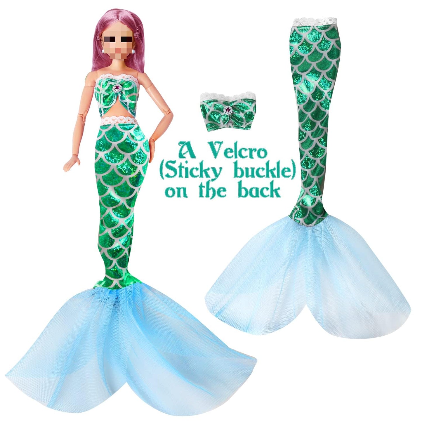 Sparkling Mermaid Doll Clothes Set - 11.5 Inch Doll Fashion Dresses For Girls - 11 Pcs Dolls Swimsuit Mermaid Clothes And Access