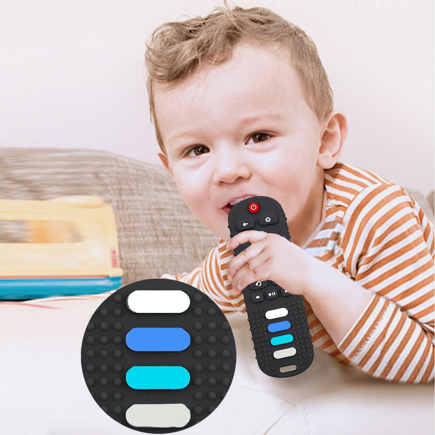 Silicone Baby Teething Toys for Babies 3 6 18 24 Months,Baby Silicone Chew Toys,Remote Control Shape Teething Toys,BPA Free (L-B