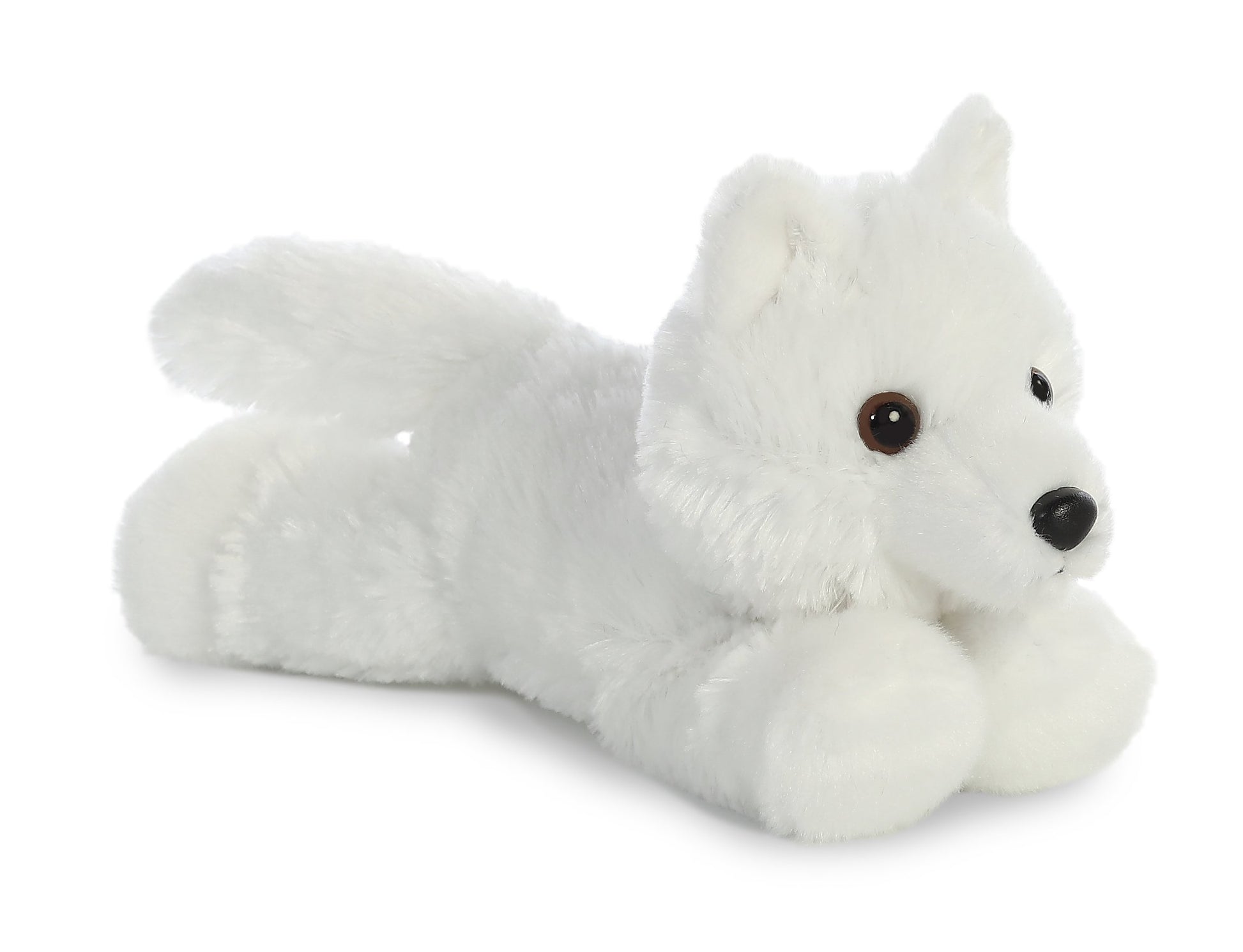 Aurora Adorable Mini Flopsie White Wolf Stuffed Animal - Playful Ease - Timeless Companions - White 8 Inches