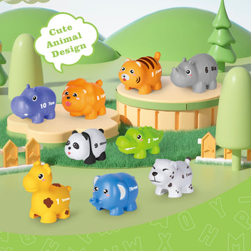 Happymate Learning Toys For 2 3 4 Year Old, 20 Pcs Number Matching Game With Digital English, 10 Different Animal Figures, Presc