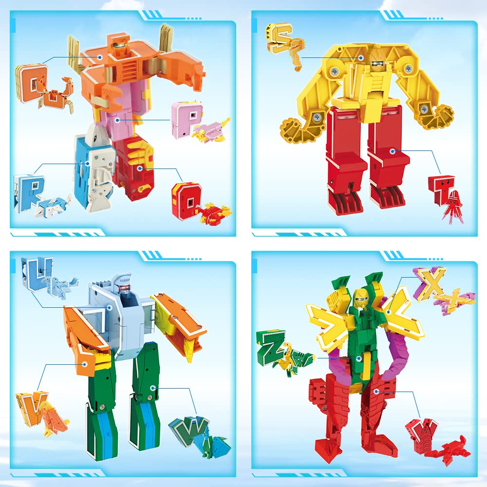 Veais Alphabet Animal Toys For Kids, Stem Abc Learning Alphabots Transforming Toys Classroom Teaching Alpha Bots Toy For Kids 4-