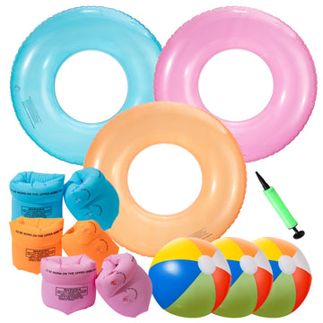 3Pack 30'' Pool Swim Tubes Rings, Inflatable Pool Floats, Swim Tube Raft, Pool Toys Floats For Adults Kids (Pink+Blue+Orange)