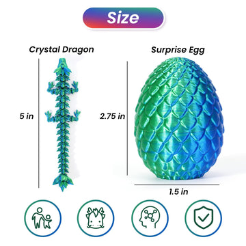 4Pcs 3D Printed Dragon Eggs With Dragon Inside, Mini Mystery Dragon Egg Articulated Crystal Dragon Fidget Toy, Surprise 3D Print