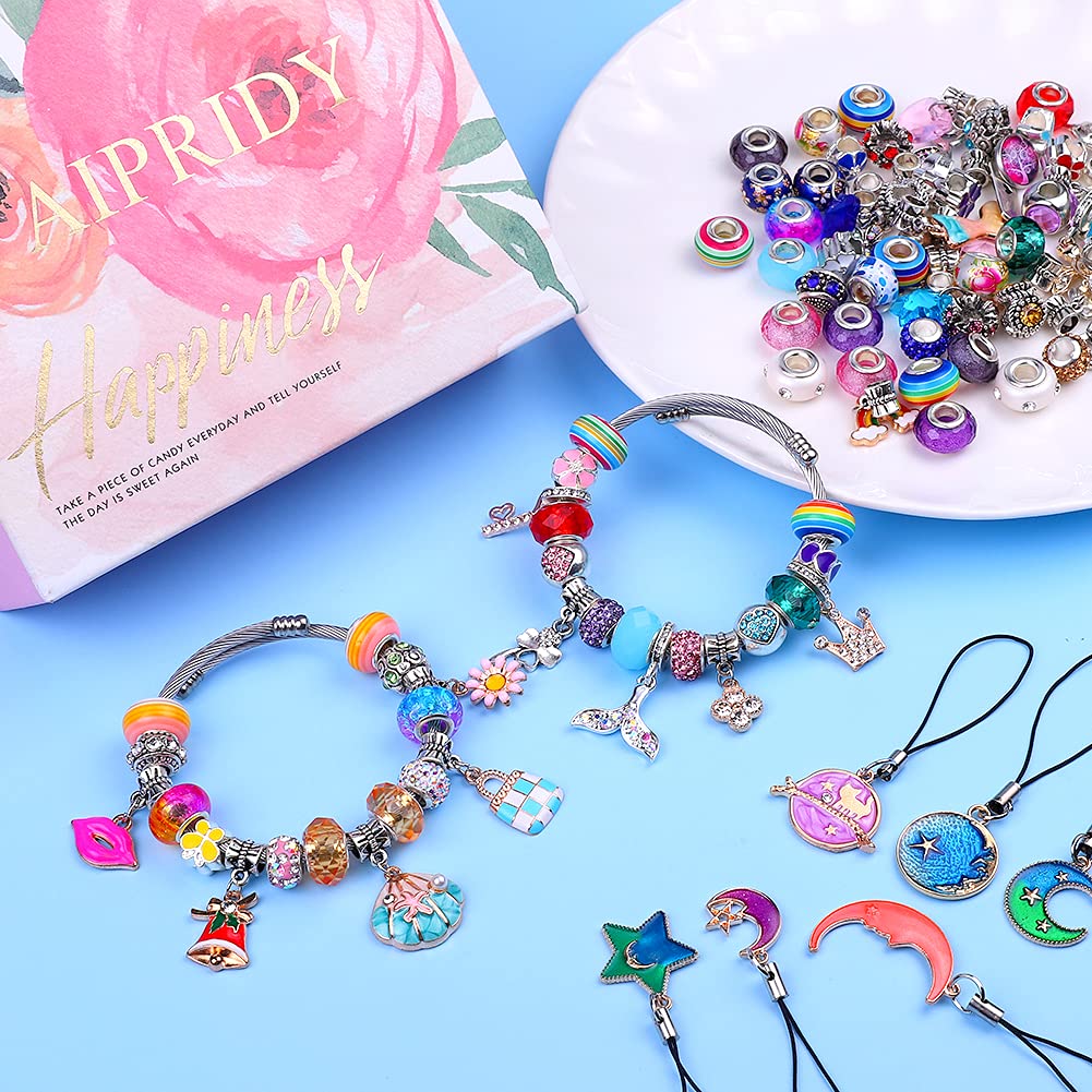 Aipridy Charm Bracelet Making Kit,Diy Craft For Girls, Unicorn Mermaid Crafts Gifts Set For Arts And Crafts For Girls Teens Ages