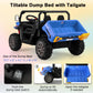Costzon 24V Ride On Car, 2-Seater Electric Dump Truck W/Remote Control, Dump Bed & Shovel, 4 Spring Suspensions, Kids Utv W/Dual Rpm20000 Motors, Music, Wireless Design, Electric Car For Kids (Blue)