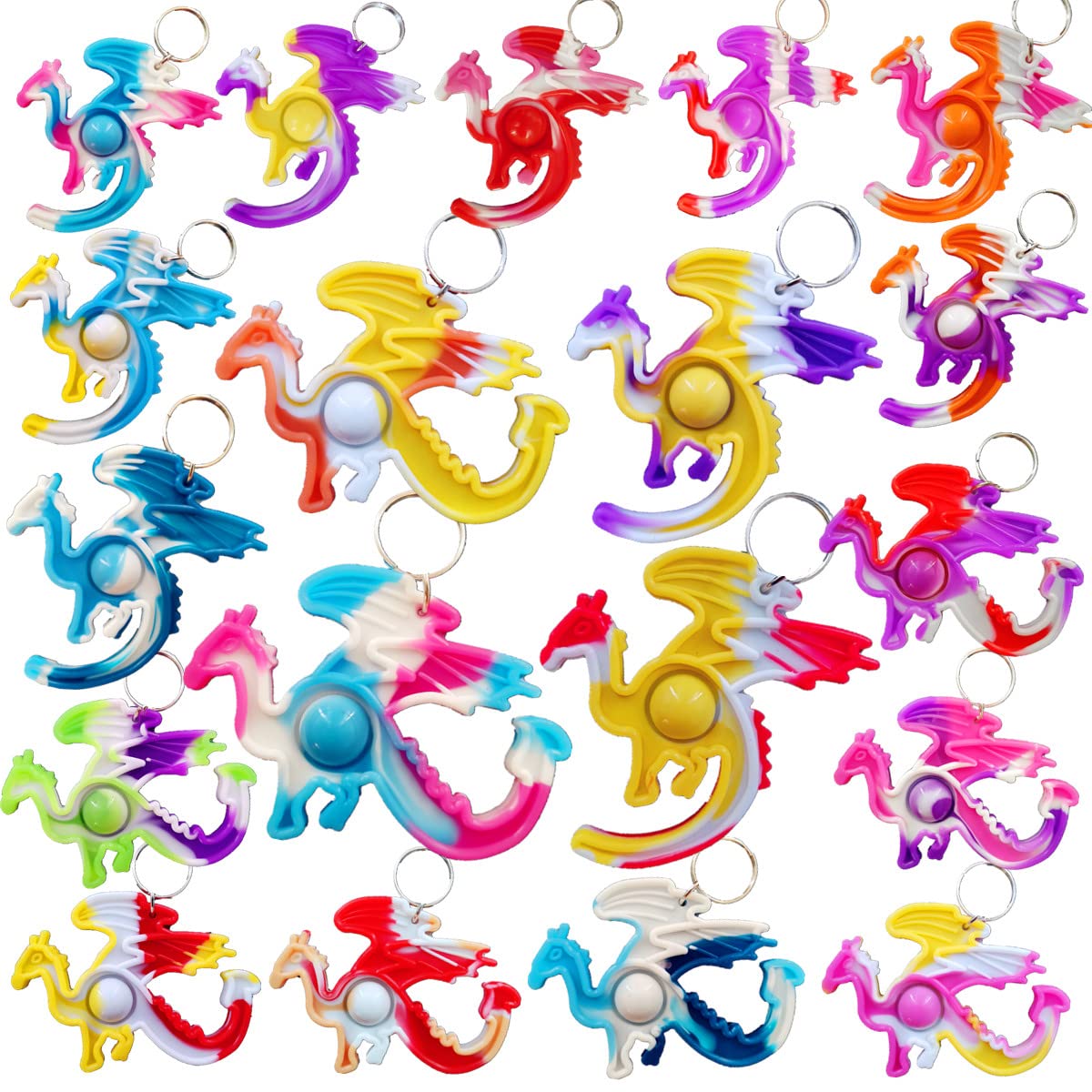Roaqua 24 packs Dragon Bulk Mini pop Fidget Gifts for Holiday Boys and Girls Kids Party Favors Supplies and Classroom Students P