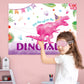 WERNNSAI Pin The Tail on The Dinosaur Game - Dino Theme Party Supplies, 21" x 28" Poster, 24 Pcs Pink Tails for Kids Birthday Parties