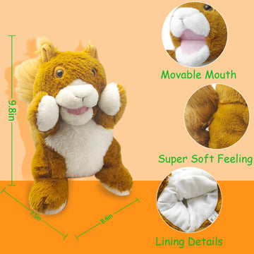 Okegztoa Hand Puppets,10'' Squirrel Hand Puppets For Kids,Hand Puppets For Toddlers 1-3 And Kids With Movable Mouth,Sloth Stuffe