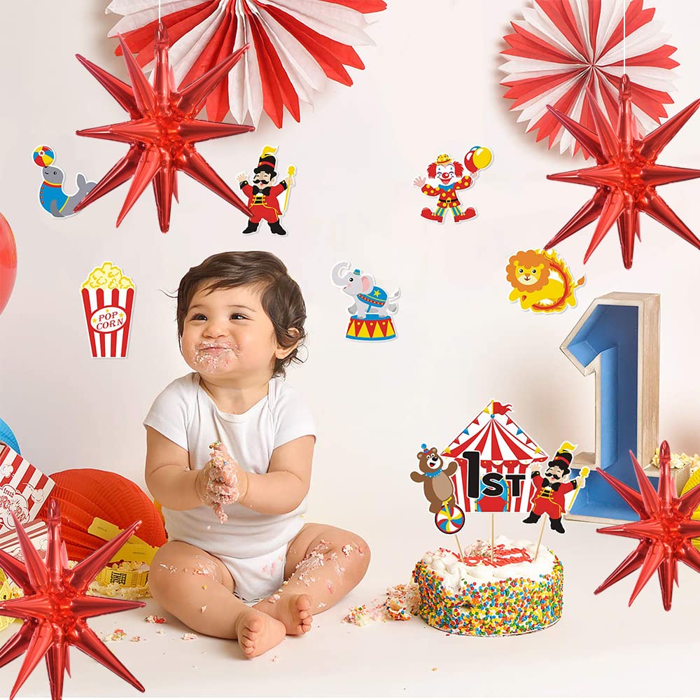 Toniful 4 Pcs 22Inch 4D Huge Red Star Balloons Explosion Star Mylar Foil Balloons For Party Supplies Backdrop Christmas,New Year