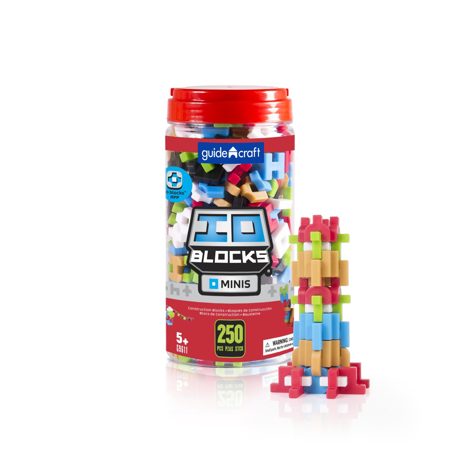 Guidecraft Io Blocks Minis - 250 Piece Set, Miniature Building Stem Educational Toy