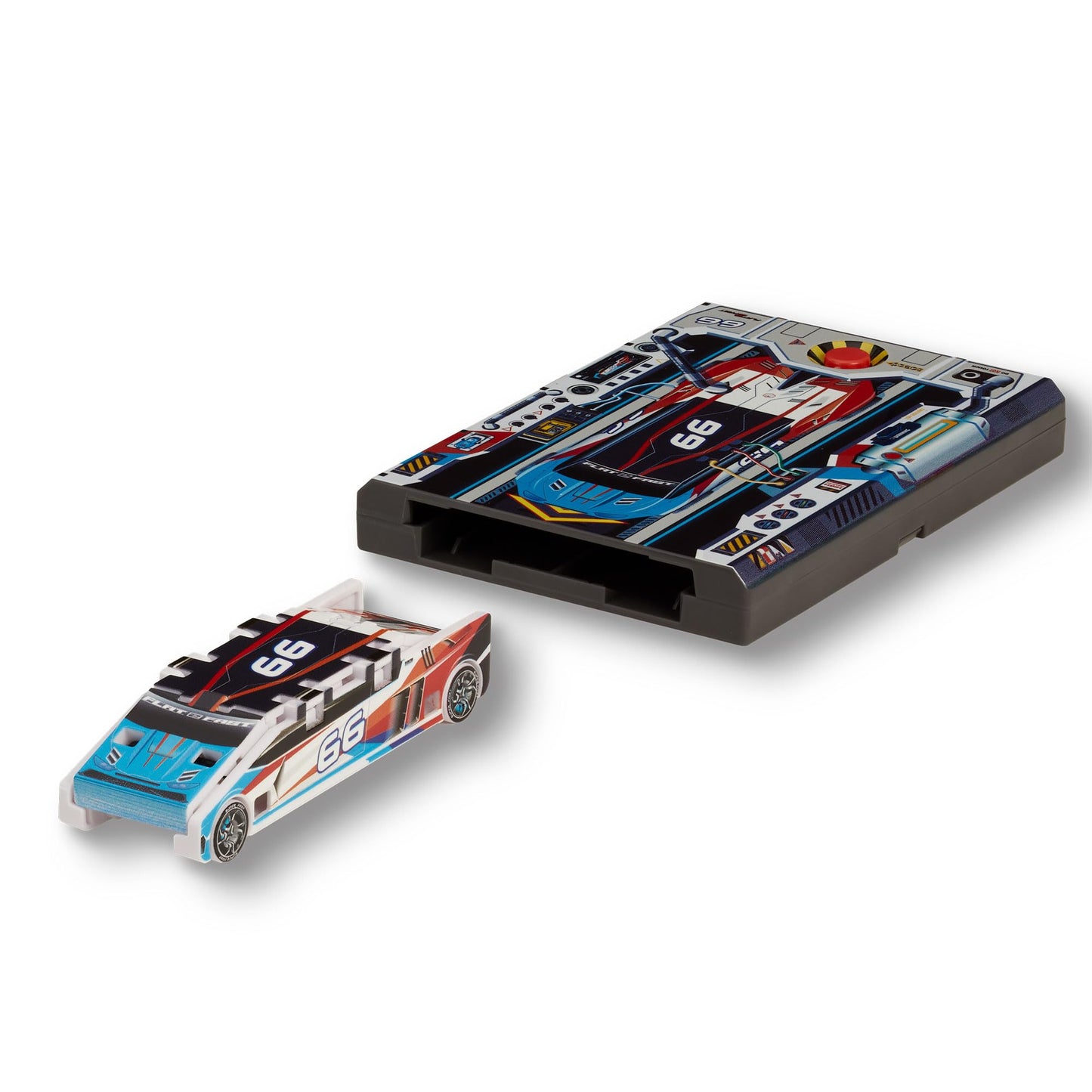 Flat 2 Fast Sky Blue 66 Card Racer | Load, Launch, Race - Pocket-Sized Racecar Toy Ages 5 And Up (Sold Each)