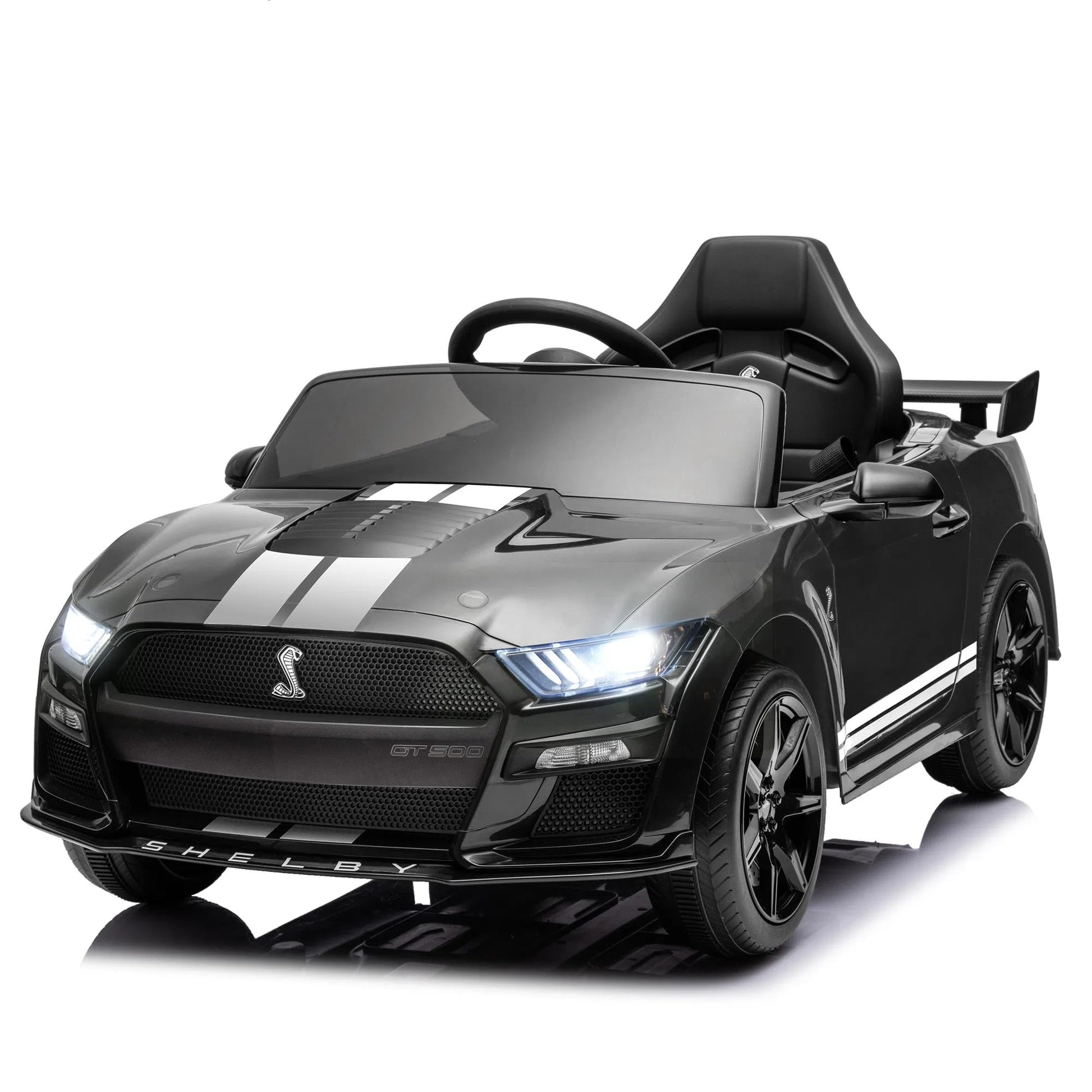Funtok Licensed Ford Mustang Shelby Gt500 12V 7Ah Ride On Car, Electric Car W/Remote Control, 16'' Spacious Seat, 3 Speeds Mode,