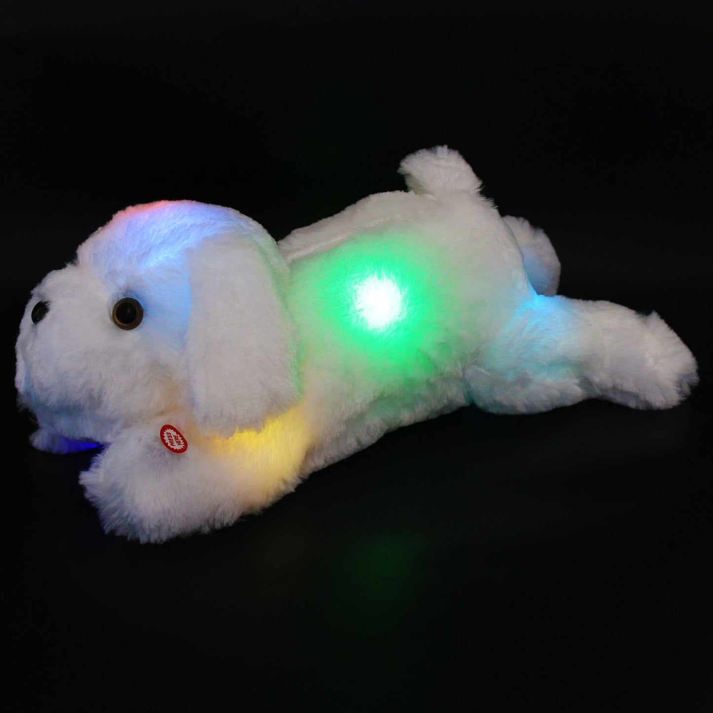 Wewill 18'' Light Up White Puppy Dog Led Stuffed Animal With Colorful Night Light Glow Soft Plush Toy Gifts For Kids On Christmas Birthday