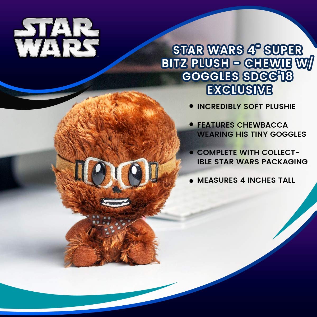Star Wars Chewie With Goggles Plush - 4' Super Bitz Plushie - Licensed Movie Merchandise - Chewbacca Collectible Toys - Unique Gift For Birthdays, Holidays, Graduation
