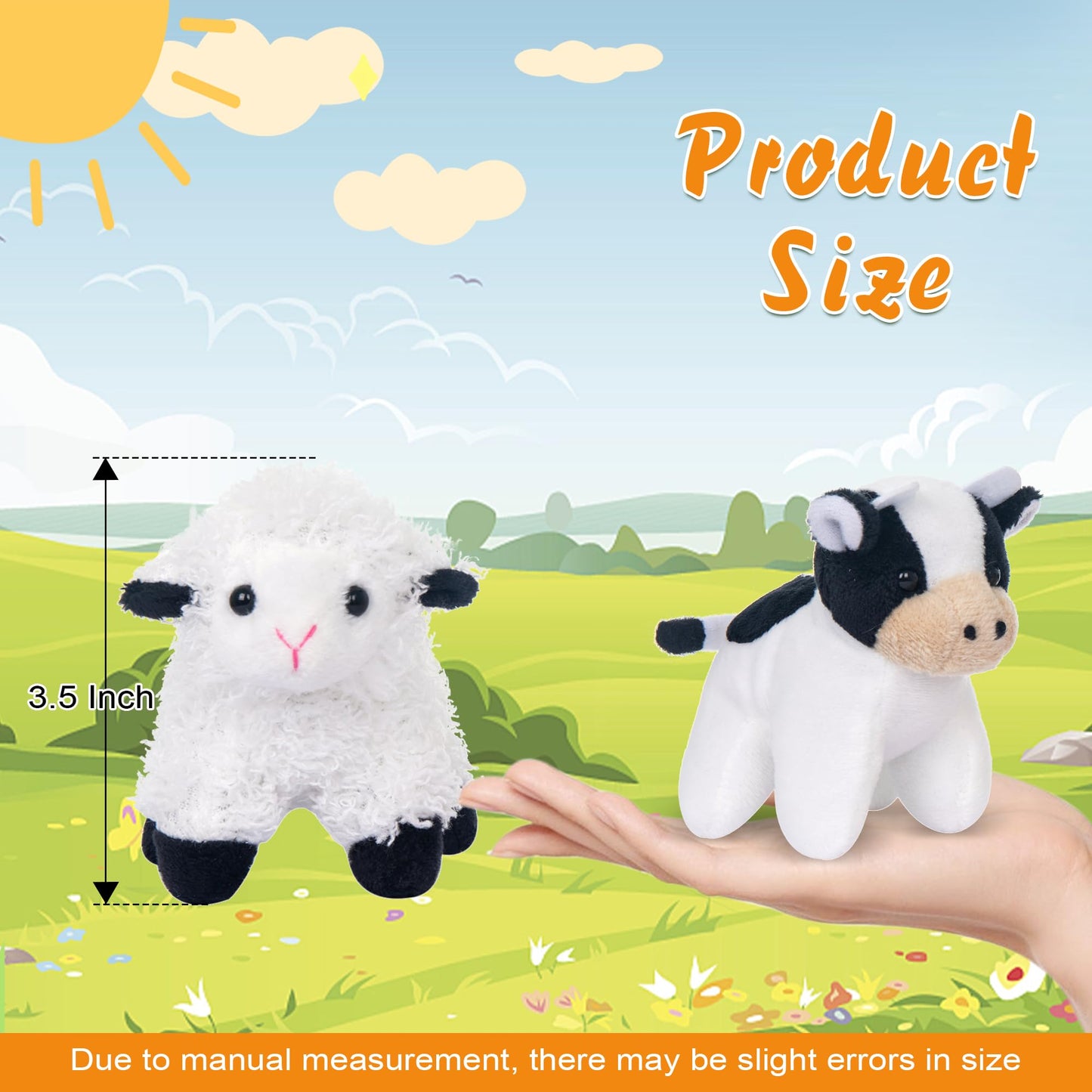My Oli 10 Pack Plush Farm Animals Toys Stuffed Animals Bundle 3.5 Inch Cute Small Stuffed Animal Bulk Plush Toys For Kids, Plush