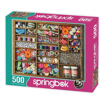 Springbok 500 Piece Jigsaw Puzzle - The Sewing Box, Multi Color, Engineered Wood, Model 33-01497