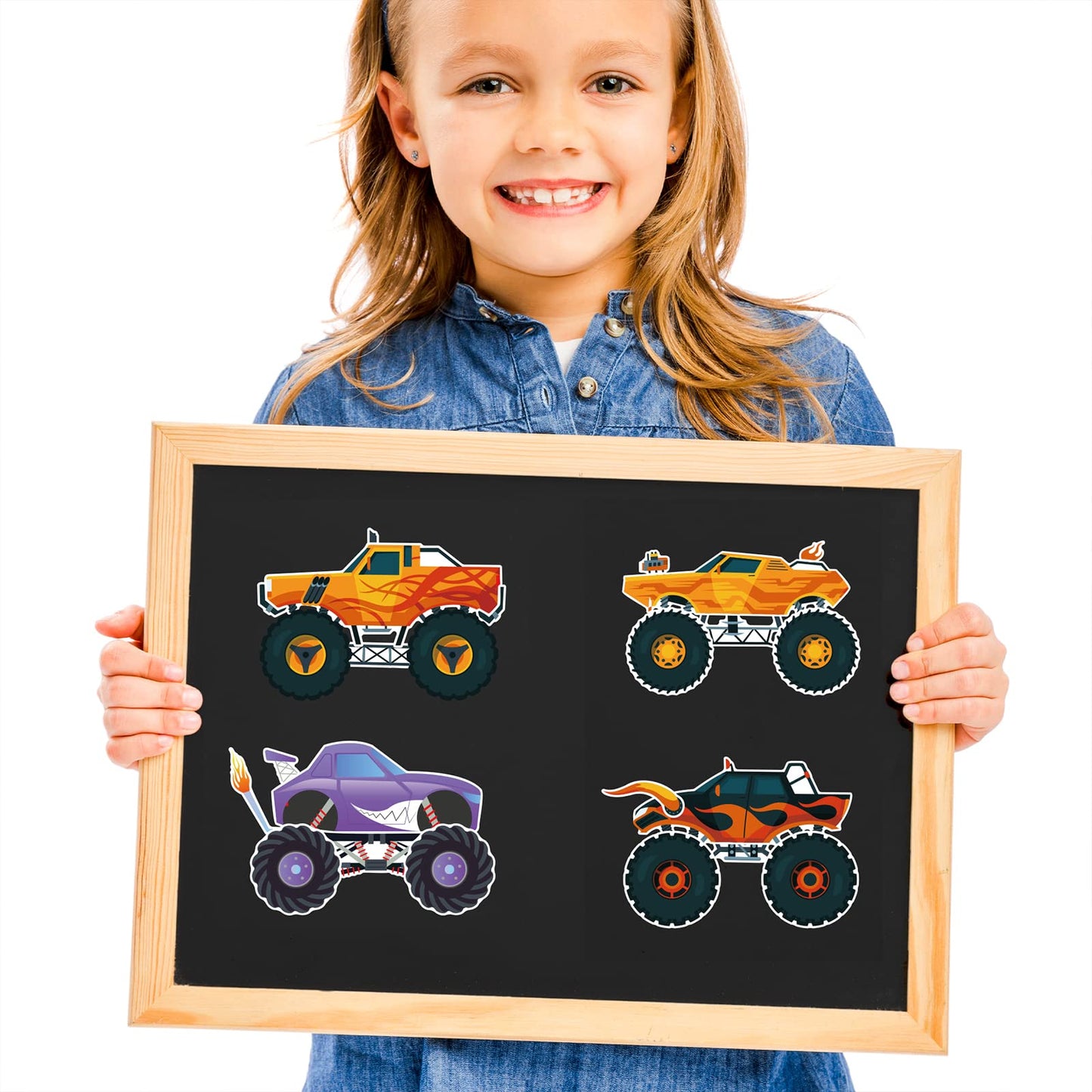 24 Sheets Monster Truck Make A Face Sticker Sheets For Kids Todders Activities, Make Your Own Stickers For Kids Birthday Party F