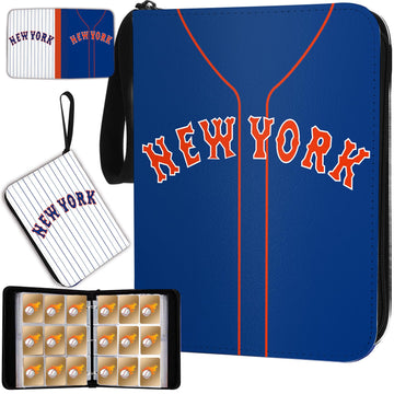 Baseball Card Binder With Sleeves 900 Pocket, New York Blue Baseball Trading Card Holder Baseball Collector Album Sports Card 3 