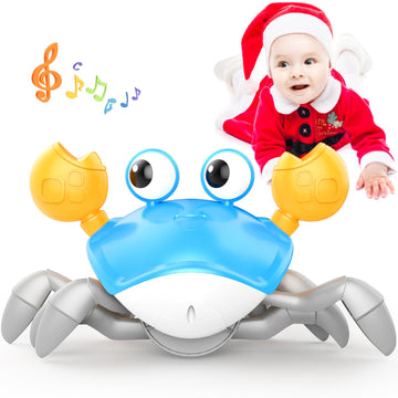 Yeaye Crawling Crab Baby Toys Infant - Tummy Time Toy Gifts For 3 4 5 6 7 8 9 10 11 12 Boy Girl With Learning Crawl System Music For 0-6 6-12 12-18 36 Months Walking Toddler Birthday Gift(Blue)