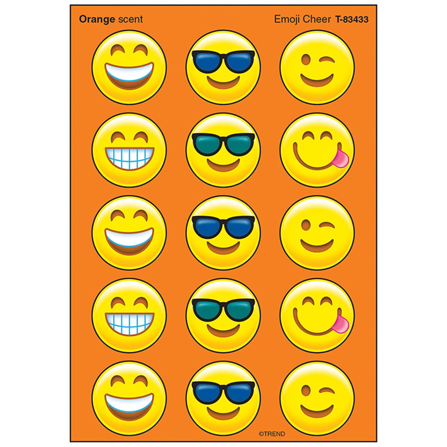 Trend Emotion Icon Cheer/Orange Stinky Stickers, Classroom Incentives, 60 Count