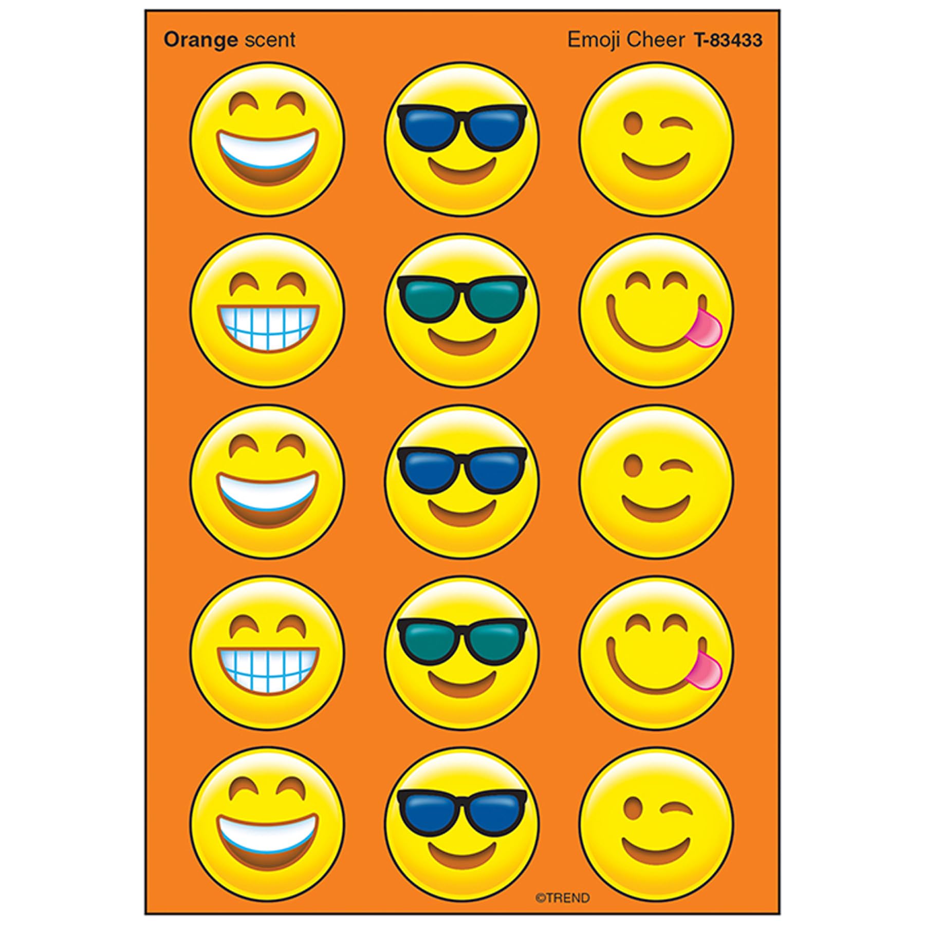 Trend Emotion Icon Cheer/Orange Stinky Stickers, Classroom Incentives, 60 Count