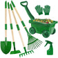 Duckura Kids Gardening Tools Set - 7Pcs Wheelbarrow Set For Kids With Shovel, Rake, Leaf Rake, Summer Outdoor Yard Digging Weed Toys, Easter Birthday Gifts For Boys Girls Age 3 4 5 Years Old(Green)