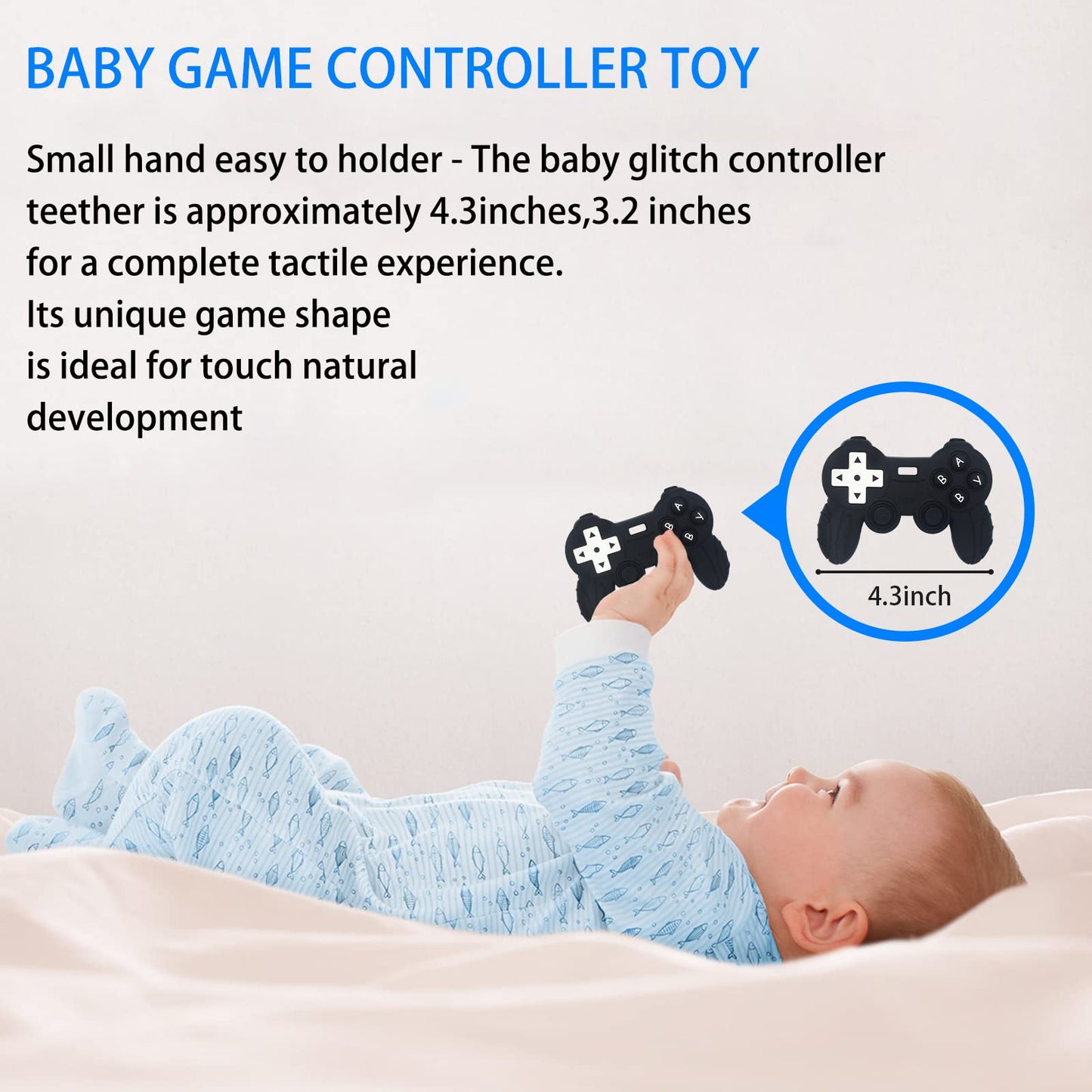 BIGSPINACH Silicone Remote Game Control Teething Toy for Babies 0-12 Months, Black