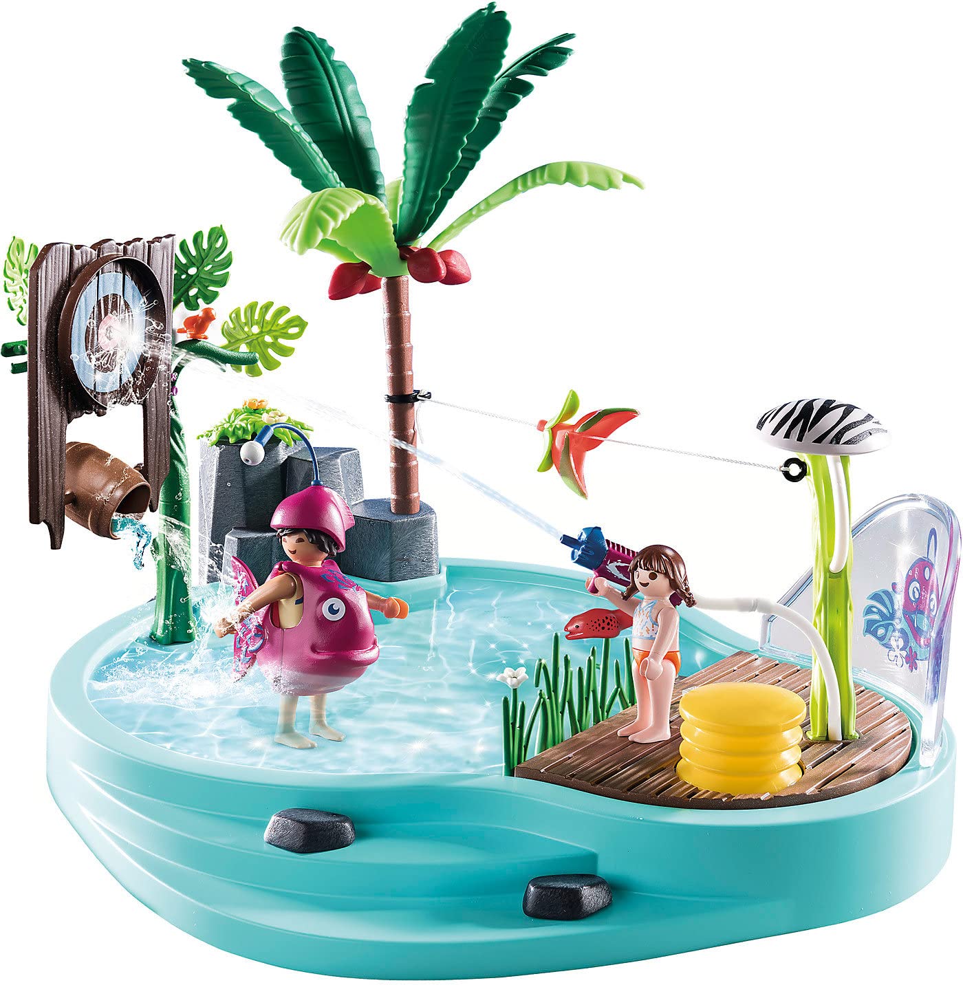 Playmobil Small Pool with Water Sprayer, Multicoloured, Plastic, One Size, Model 70610
