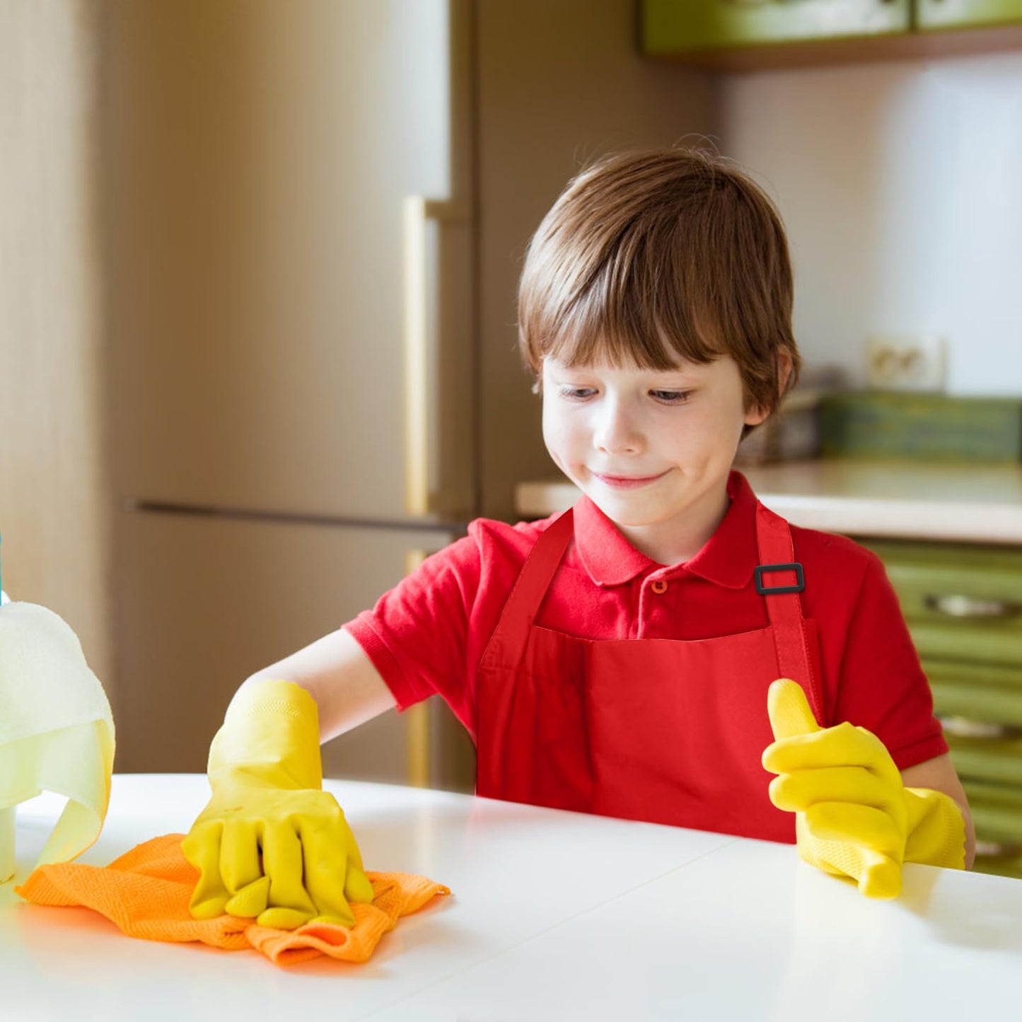 IMERAGO 15 PCS Kids Aprons with Pockets Adjustable Chef Painting Aprons Bulk for Girls Boys Aged 6-13 Cooking Baking Crafting Re