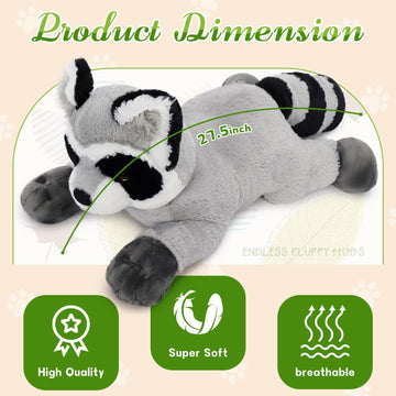 BENINY Giant Raccoon Plush Stuffed Animal 30 - Fluffy Multicolor Raccoon Toy for Kids, Perfect Birthday Gift and Sweet Companion