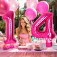 Suwen 40 Inch Hot Pink Large 14 Number Balloons Big Foil Helium Number Balloons 0-9 Jumbo Happy 14Th Mylar Birthday Party Decora