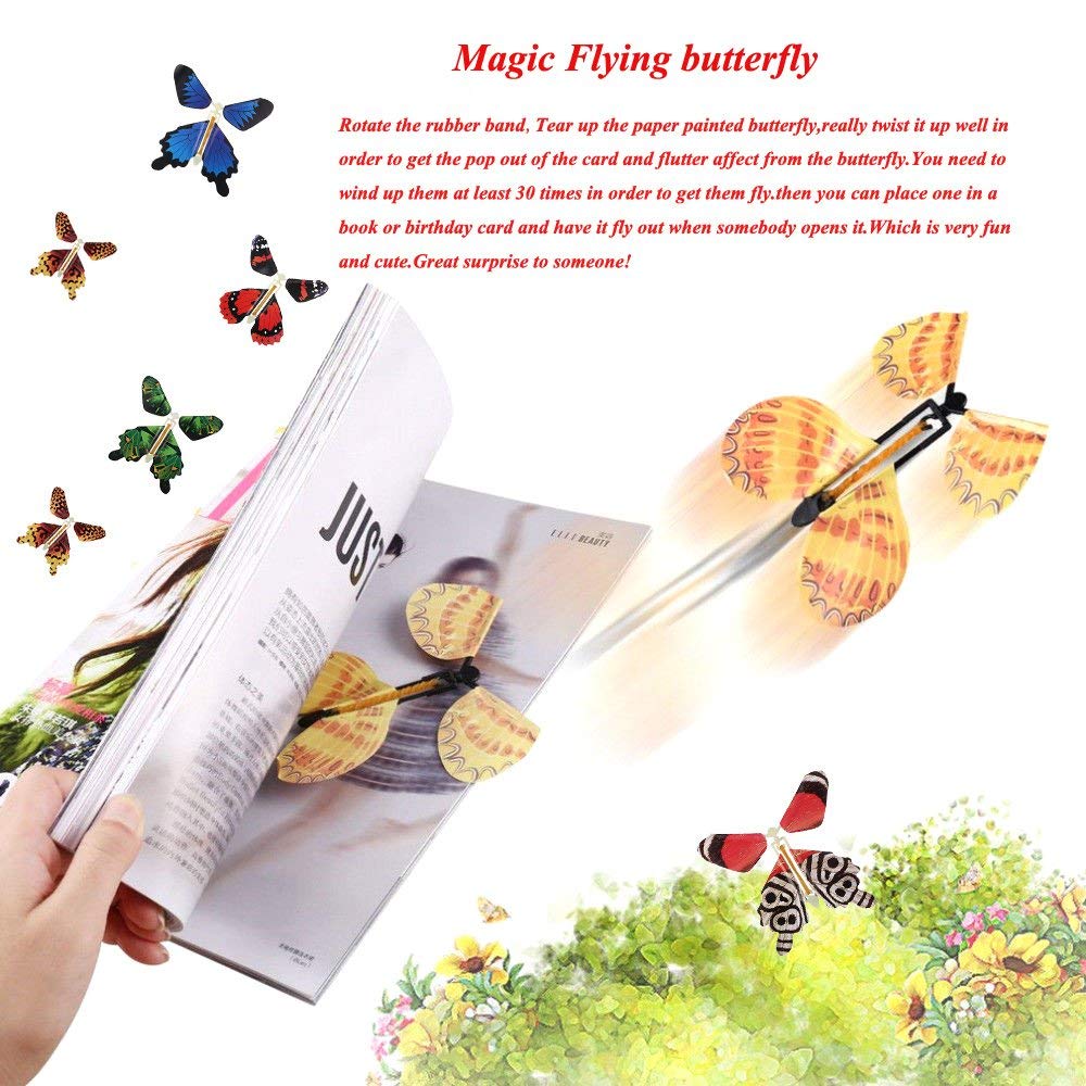 Bfy Magic Flying Butterfly Wind Up Toys For Card, Gag Gifts For Kids Great Surprise Colorful Butterfly In Book Greeting Card Boo