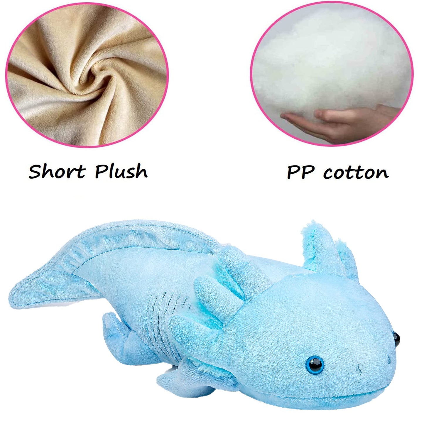 Simulation Blue Axolotl Plush Toy, Cute And Soft Zippered Blue Axolotl Set Stuffed Animal Plush Toys For Kids Boys And Girls Gif
