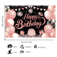 YinQin 180x120 cm Black Rose Gold Happy Birthday Party Backdrops Cloth 71x47 in. Glitter Rose Gold Birthday Photography Backgrou