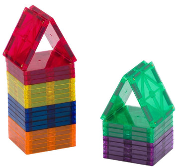 Playmags Magnetic Tiles, 30-Piece Magnet Squares Expansion Set, Construction Building Blocks, Starter Set For Kids Ages 3+